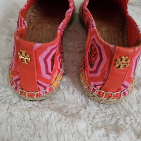 Tory Burch cecily embellished slip on espadrilles vivid pink/orange - Picture 4 of 6